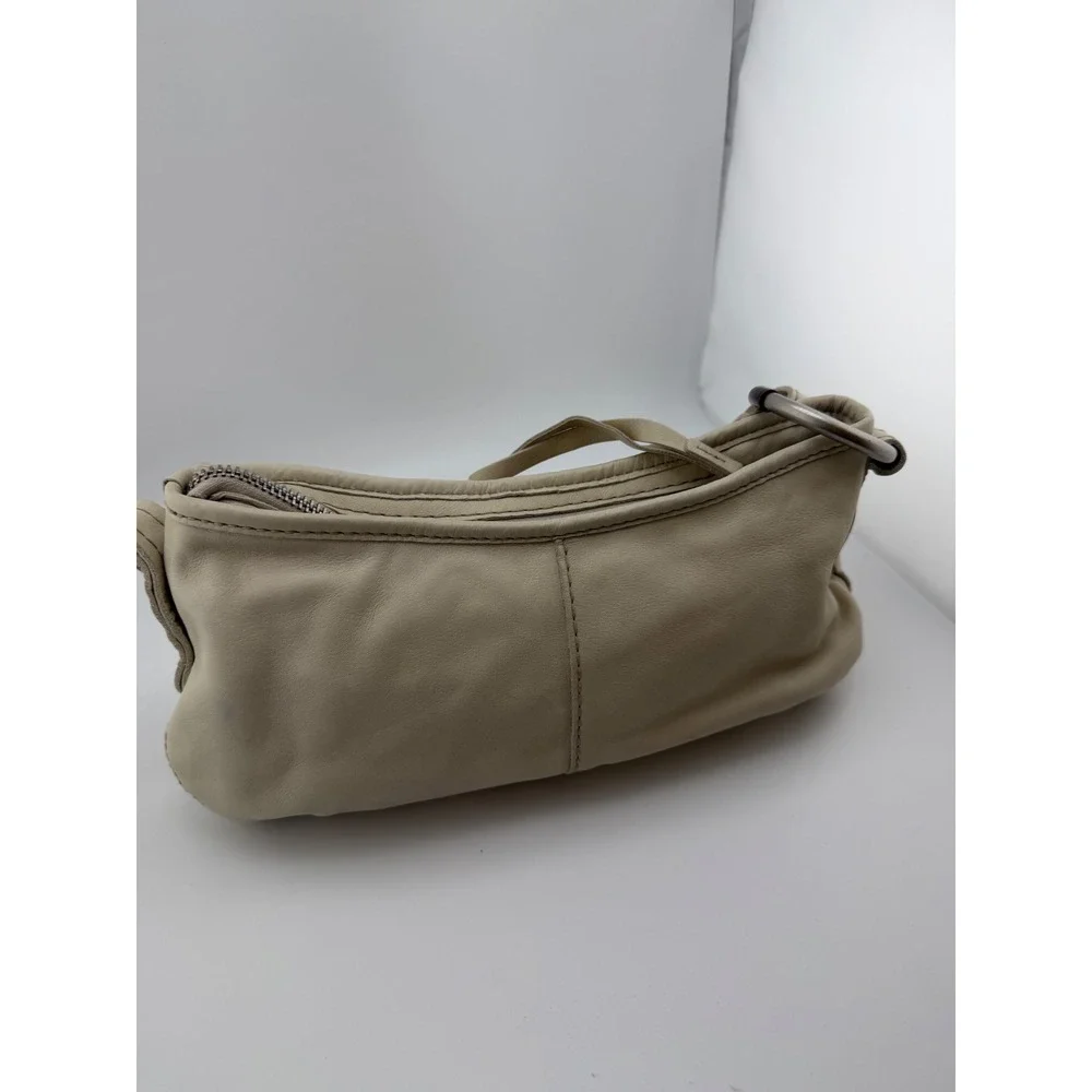 Ruehl No.925 Greenwich St Cream Leather Baguette Shoulder Bag Y2K Vintage